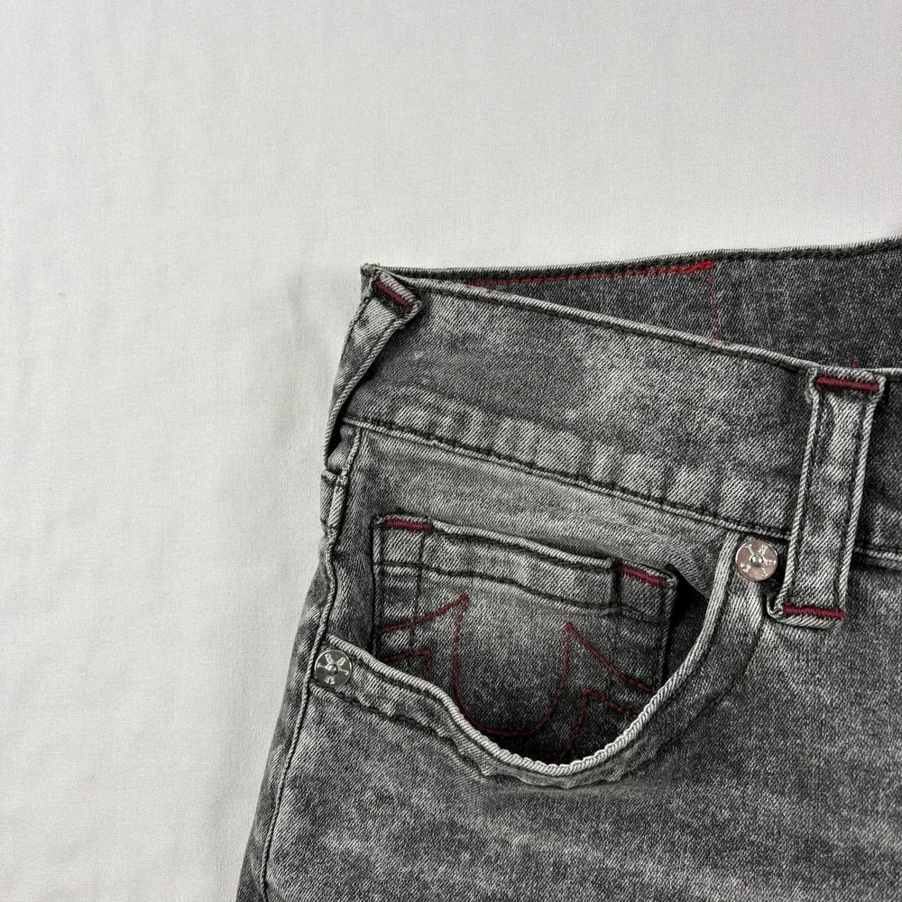 True Religion Jeans Mens 30x33 Gray Ricky Relaxed Straight Stretch Denim